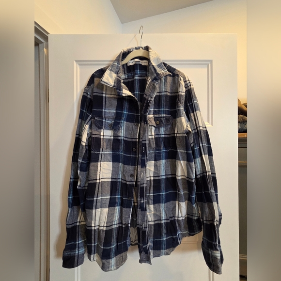 Old Navy Other - Mens Old Navy Blue and White Plaid Flannel Shirt